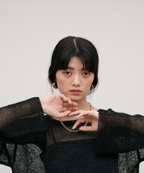 LARUTA(ラルータ)の「【LARUTA】ギマ糸メッシュクルーネックプルオーバー(ニット/セーター・レディース・ブラック/ベージュ/ミント/ライトベージュ・FREE)」の21枚目の写真