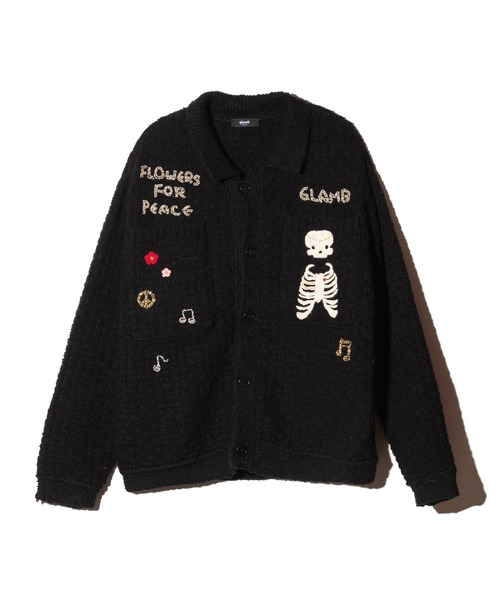 glamb(グラム)の「Flower Peace Jacket / フラワーピースジャケット(ニット/セーター・メンズ・ブラック/マルチ/ネイビー・S/M/L)」の5枚目の写真
