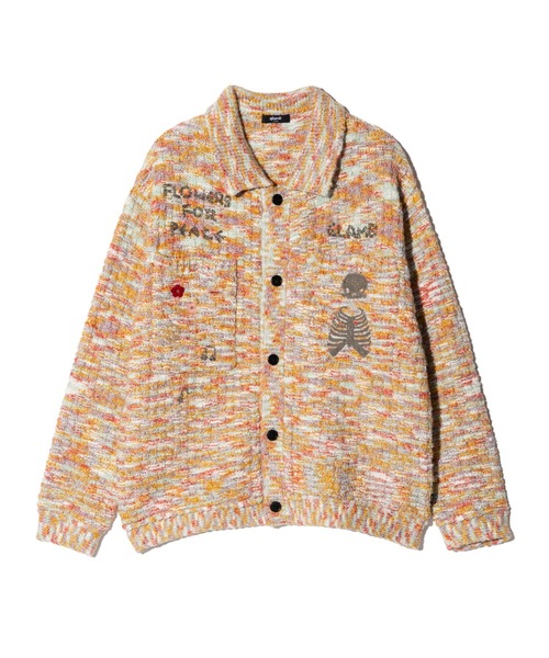 glamb(グラム)の「Flower Peace Jacket / フラワーピースジャケット(ニット/セーター・メンズ・ブラック/マルチ/ネイビー・S/M/L)」の6枚目の写真