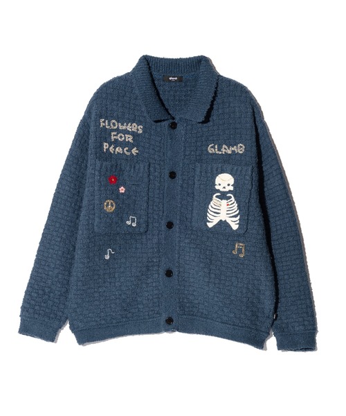 glamb(グラム)の「Flower Peace Jacket / フラワーピースジャケット(ニット/セーター・メンズ・ブラック/マルチ/ネイビー・S/M/L)」の7枚目の写真