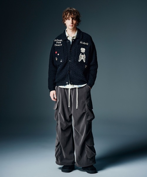glamb(グラム)の「Flower Peace Jacket / フラワーピースジャケット(ニット/セーター・メンズ・ブラック/マルチ/ネイビー・S/M/L)」の10枚目の写真