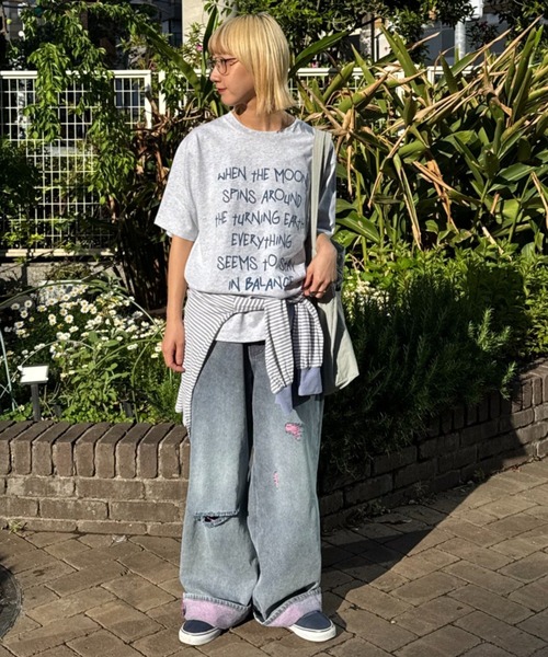 CIAOPANIC TYPY(チャオパニックティピー)の「【WEB限定】手書きメッセージロゴTEE(Tシャツ/カットソー・レディース・ホワイト/グレー/ブラック/ホワイト系その他/ネイビー/ベージュ・MEDIUM/SMALL/LARGE)」の8枚目の写真