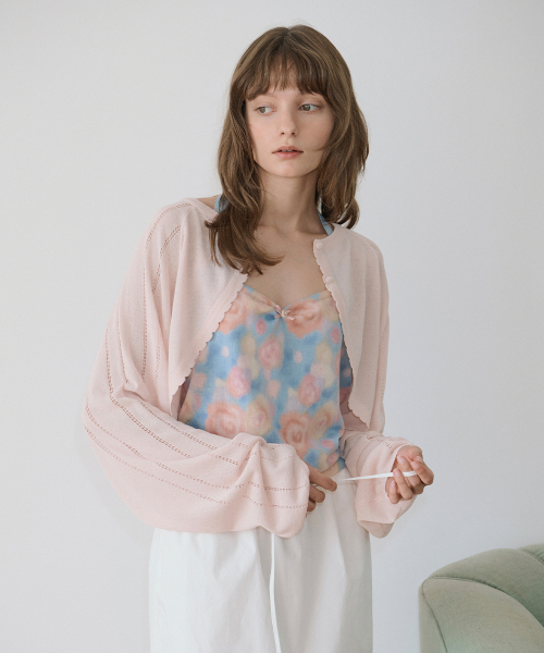 SINOON(シヌーン)の「Bolero Knit Cardigan (Light Pink)(カーディガン/ボレロ・レディース・ライトピンク・FREE)」の3枚目の写真