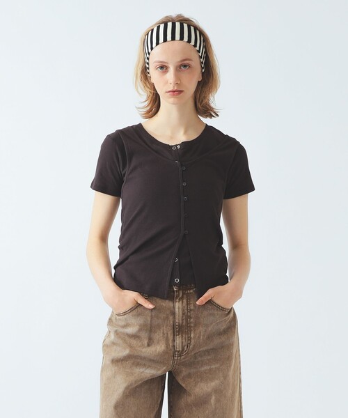 Ray BEAMS(レイビームス)の「タンクトップ レイヤード リブ カーディガン(Tシャツ/カットソー・レディース・ライトブルー/ダークブラウン/ブラック・ONE SIZE)」の19枚目の写真