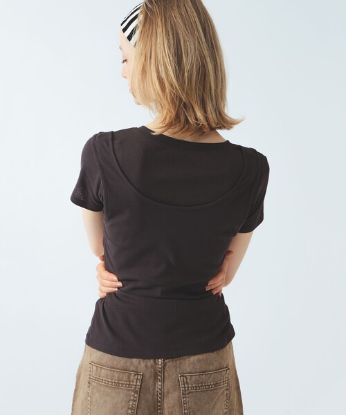 Ray BEAMS(レイビームス)の「タンクトップ レイヤード リブ カーディガン(Tシャツ/カットソー・レディース・ライトブルー/ダークブラウン/ブラック・ONE SIZE)」の21枚目の写真