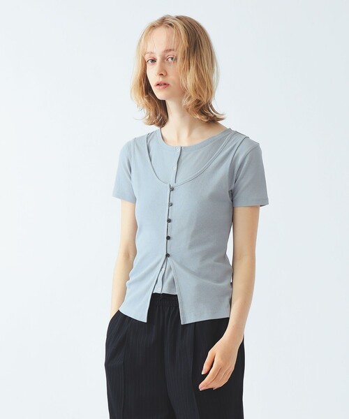 Ray BEAMS(レイビームス)の「タンクトップ レイヤード リブ カーディガン(Tシャツ/カットソー・レディース・ライトブルー/ダークブラウン/ブラック・ONE SIZE)」の20枚目の写真