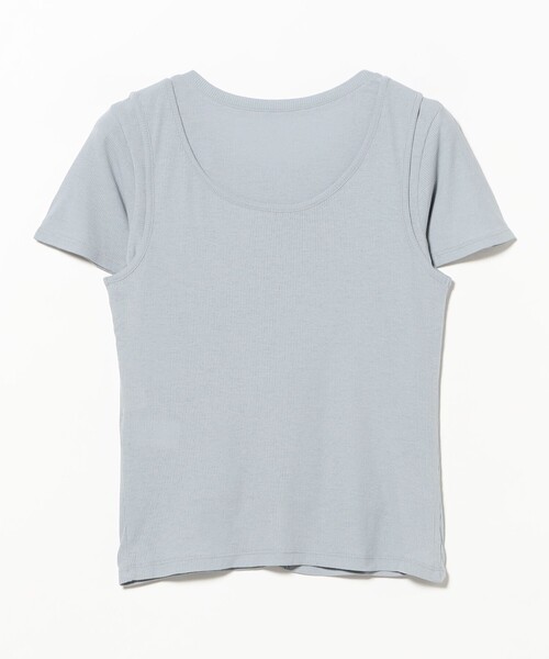 Ray BEAMS(レイビームス)の「タンクトップ レイヤード リブ カーディガン(Tシャツ/カットソー・レディース・ライトブルー/ダークブラウン/ブラック・ONE SIZE)」の6枚目の写真