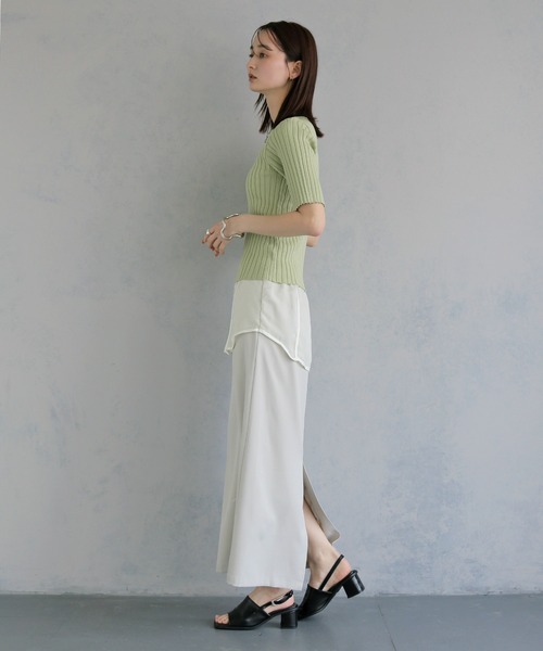 &g'aime(アンジェム)の「【&g'aime 】リブ切替半袖ニット Ribbed Panel Short-Sleeve Knit(Tシャツ/カットソー・レディース・ブルー/グリーン/ホワイト/ブラック・FREE)」の15枚目の写真