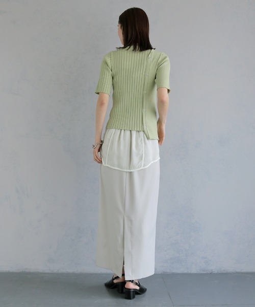 &g'aime(アンジェム)の「【&g'aime 】リブ切替半袖ニット Ribbed Panel Short-Sleeve Knit(Tシャツ/カットソー・レディース・ブルー/グリーン/ホワイト/ブラック・FREE)」の16枚目の写真