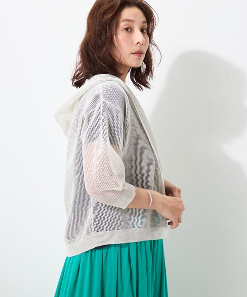 GALLORIA(ギャローリア)の「メッシュフーディートッパーカーデ(カーディガン/ボレロ・レディース・ライトグレー/ブラウン/ブルー・LL/S/L/M)」の6枚目の写真
