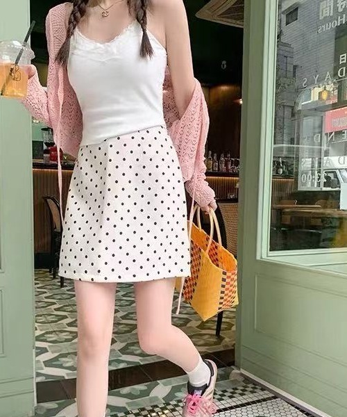 NoBelle(ノベル)の「ドット柄 フレアミニスカート(スカート・レディース・ブラック/ホワイト・S/M/L)」の11枚目の写真