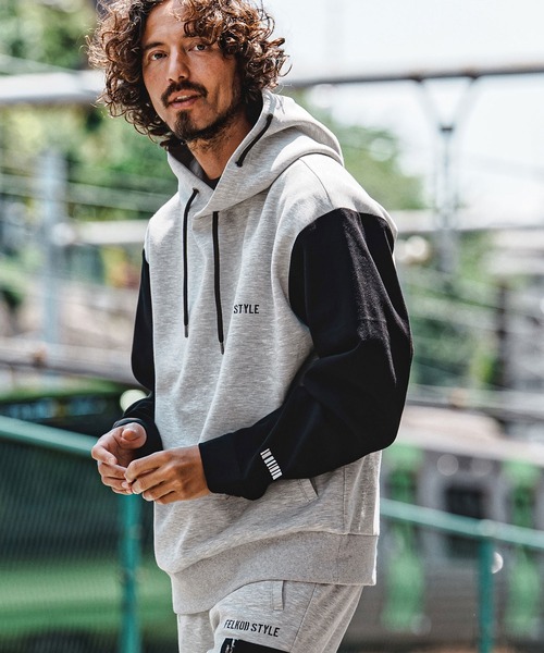 felkod(フィルコッド)の「mpa4151- Scuba×Woven Combo Hoodie フーデッドパーカー(F26A060)(パーカー・メンズ・グレー/ネイビー/ブラック・S/M/L)」の5枚目の写真