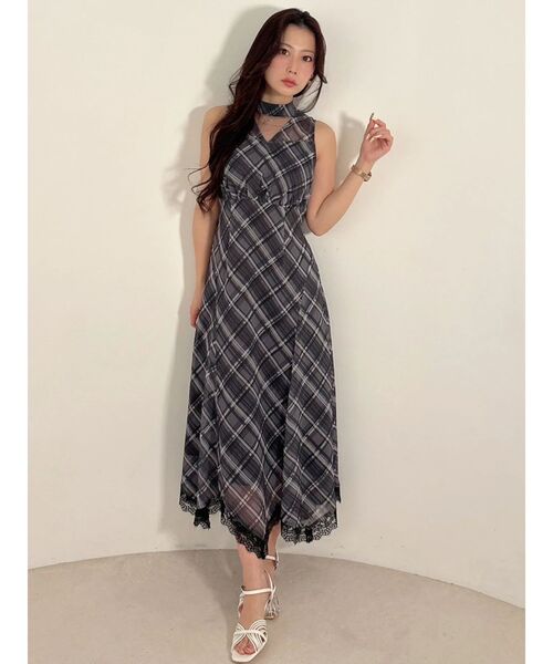 MERCURYDUO(マーキュリーデュオ)の「シアーチェックカッティングワンピース(ワンピース・レディース・チャコールグレー/ベージュ・FREE)」の21枚目の写真