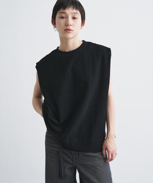 CODE A(コードエー)の「PROTAGONISTA|sleeveless tee(Tシャツ/カットソー・レディース・ブラック/オフホワイト・00)」の2枚目の写真