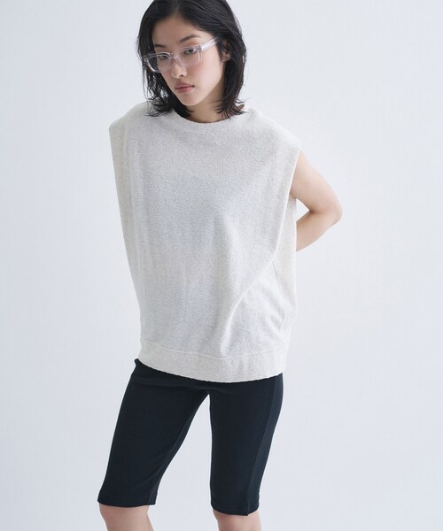 CODE A(コードエー)の「PROTAGONISTA|sleeveless tee(Tシャツ/カットソー・レディース・ブラック/オフホワイト・00)」の3枚目の写真