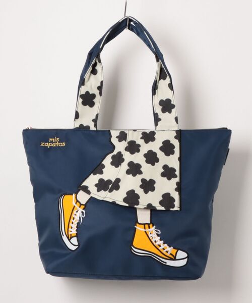mis zapatos(ミス サパト)の「【mis zapatos/ミスサパト】 フラワースカート トート(トートバッグ・レディース・ネイビー/ブラック・FREE)」の2枚目の写真