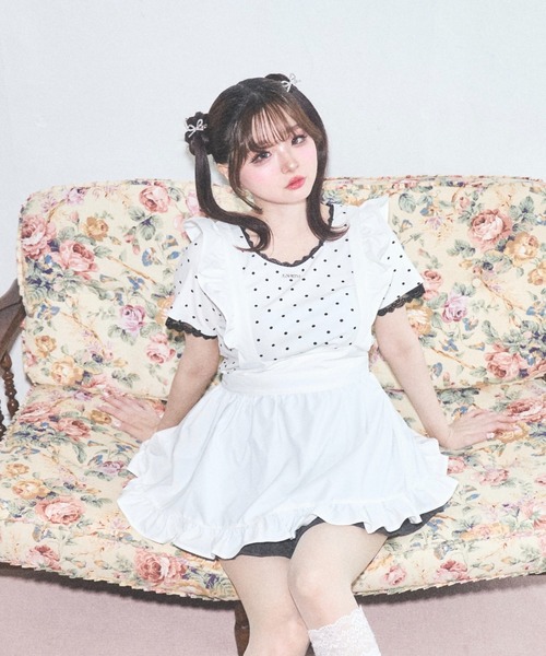 Lovilyn(ラヴィリン)の「フリルエプロンワンピース(ワンピース・レディース・ホワイト系その他/ホワイト・FREE)」の4枚目の写真