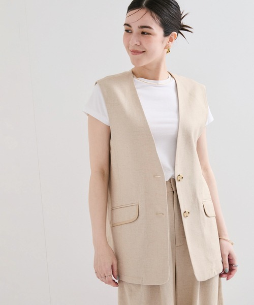 アダムエロペ　レディースベスト　ベージュ ストラップ付き ベスト　【新品】 ブランド古着】ベスト（ベスト）｜le cercle ADAM ET ROPE'（ル