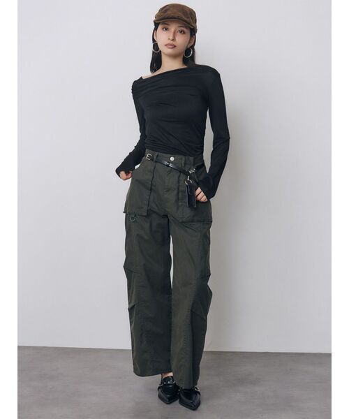 MURUA（ムルーア）の「ドレープトップス　秋服（Tシャツ/カットソー・レディース・イエロー/ブラック・FREE）」の12枚目の写真