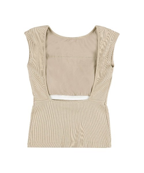 ALEXIA STAM(アリシアスタン)の「Open Back Top /パッドinオープンバックトップス(Tシャツ/カットソー・レディース・サンドベージュ/ブラック/ホワイト・S/M/L)」の5枚目の写真