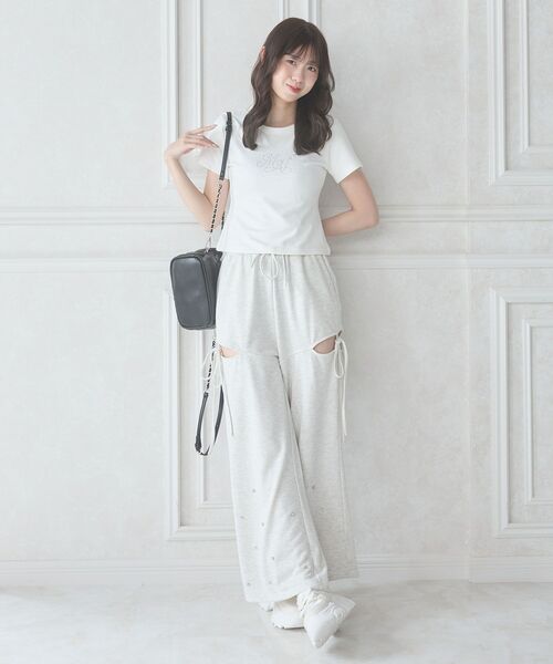 MAJESTIC LEGON（マジェスティックレゴン）の「キラキラロゴ半袖Tシャツ（Tシャツ/カットソー・レディース・ブルー/オフホワイト/ブラック・MEDIUM）」の19枚目の写真