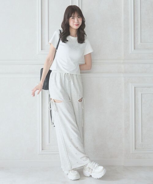 MAJESTIC LEGON（マジェスティックレゴン）の「キラキラロゴ半袖Tシャツ（Tシャツ/カットソー・レディース・ブルー/オフホワイト/ブラック・MEDIUM）」の20枚目の写真