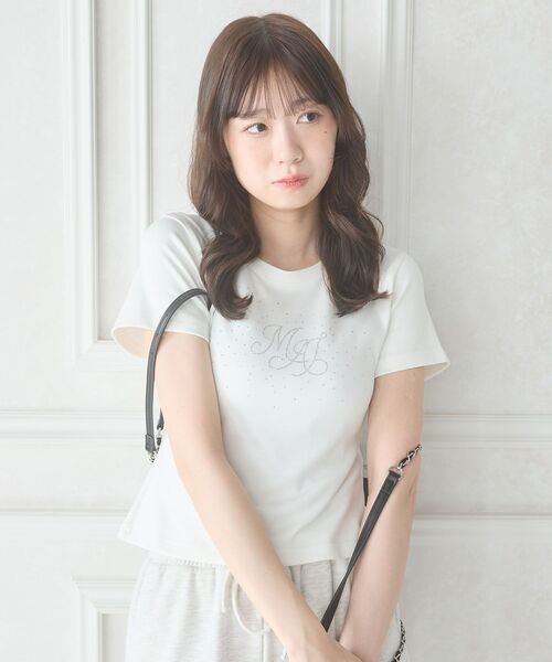 MAJESTIC LEGON（マジェスティックレゴン）の「キラキラロゴ半袖Tシャツ（Tシャツ/カットソー・レディース・ブルー/オフホワイト/ブラック・MEDIUM）」の21枚目の写真