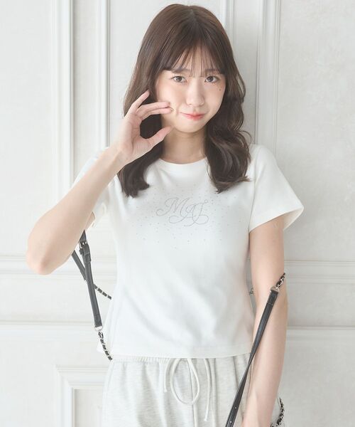 MAJESTIC LEGON（マジェスティックレゴン）の「キラキラロゴ半袖Tシャツ（Tシャツ/カットソー・レディース・ブルー/オフホワイト/ブラック・MEDIUM）」の22枚目の写真
