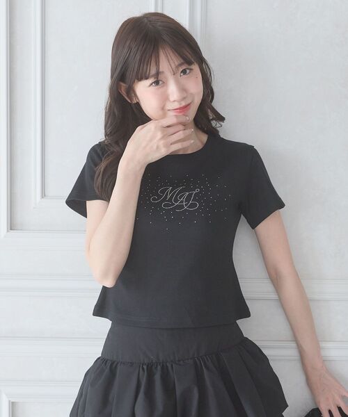 MAJESTIC LEGON（マジェスティックレゴン）の「キラキラロゴ半袖Tシャツ（Tシャツ/カットソー・レディース・ブルー/オフホワイト/ブラック・MEDIUM）」の7枚目の写真