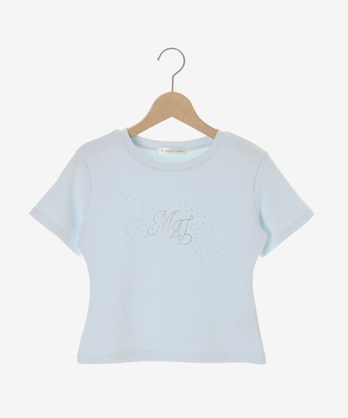 MAJESTIC LEGON（マジェスティックレゴン）の「キラキラロゴ半袖Tシャツ（Tシャツ/カットソー・レディース・ブルー/オフホワイト/ブラック・MEDIUM）」の9枚目の写真