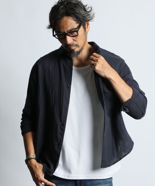 GARMENT-DYE DOUBLE GAUZE L/S SHIRT：製品染め ダブルガーゼ