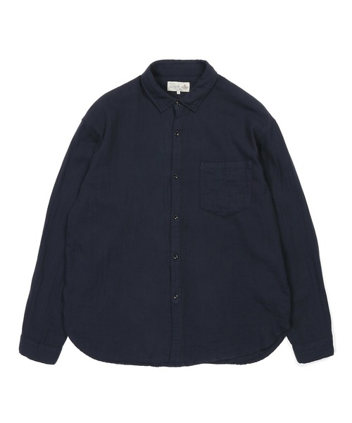 The DUFFER of ST.GEORGE(ザダファーオブセントジョージ)の「GARMENT-DYE DOUBLE GAUZE L/S SHIRT:製品染め ダブルガーゼ リラックスカジュアルシャツ / 接結ガーゼ / ガーメントダイ / 製品染め / フェード感(シャツ/ブラウス・メンズ・ネイビー/ブラック・X-LARGE/LARGE/MEDIUM/SMALL)」の10枚目の写真