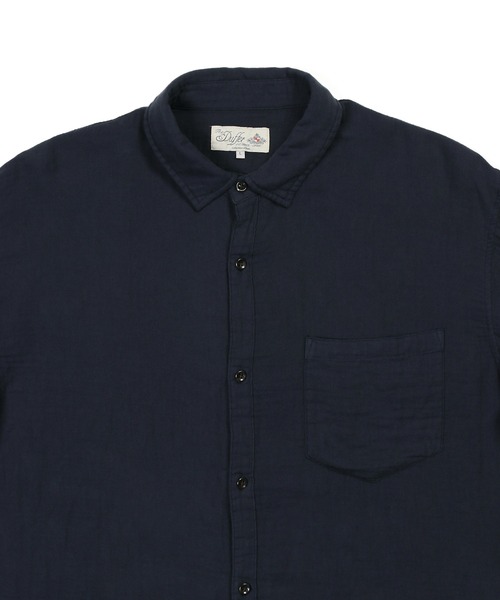 The DUFFER of ST.GEORGE(ザダファーオブセントジョージ)の「GARMENT-DYE DOUBLE GAUZE L/S SHIRT:製品染め ダブルガーゼ リラックスカジュアルシャツ / 接結ガーゼ / ガーメントダイ / 製品染め / フェード感(シャツ/ブラウス・メンズ・ネイビー/ブラック・X-LARGE/LARGE/MEDIUM/SMALL)」の12枚目の写真