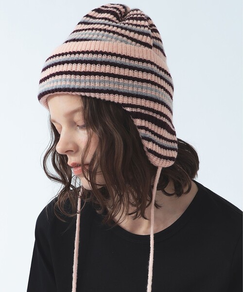 RACAL（ラカル）の「【別注】RACAL / イヤー ニット キャップ（ニットキャップ/ビーニー・レディース・ホワイト/ピンク・ONE SIZE）」の3枚目の写真
