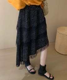 【Chiina】レースレイヤード イレヘムティアードスカート