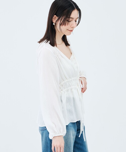 NOLLEY’S（ノーリーズ）の「ウォッシャブルドビーボイルストライプ羽織ブラウス（シャツ/ブラウス・レディース・ブラック/オフホワイト・38）」の13枚目の写真