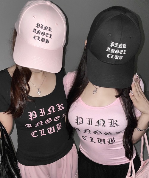 me+em select（ミームセレクト）の「【 PINK ANGEL CLUB 】グランジロゴスリムフィットＴシャツ ／  PINK ANGEL CLUB grunge logo slim fit T-shirts（Tシャツ/カットソー・レディース・ブラック/ホワイト/ピンク・FREE）」の8枚目の写真