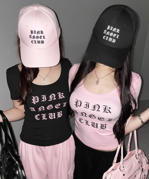 me+em select（ミームセレクト）の「【 PINK ANGEL CLUB 】グランジロゴスリムフィットＴシャツ ／  PINK ANGEL CLUB grunge logo slim fit T-shirts（Tシャツ/カットソー・レディース・ブラック/ホワイト/ピンク・FREE）」の9枚目の写真