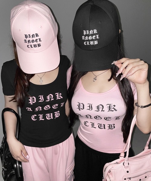 me+em select（ミームセレクト）の「【 PINK ANGEL CLUB 】グランジロゴスリムフィットＴシャツ ／  PINK ANGEL CLUB grunge logo slim fit T-shirts（Tシャツ/カットソー・レディース・ブラック/ホワイト/ピンク・FREE）」の10枚目の写真