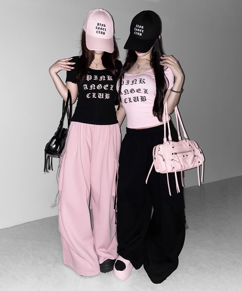 me+em select（ミームセレクト）の「【 PINK ANGEL CLUB 】グランジロゴスリムフィットＴシャツ ／  PINK ANGEL CLUB grunge logo slim fit T-shirts（Tシャツ/カットソー・レディース・ブラック/ホワイト/ピンク・FREE）」の13枚目の写真