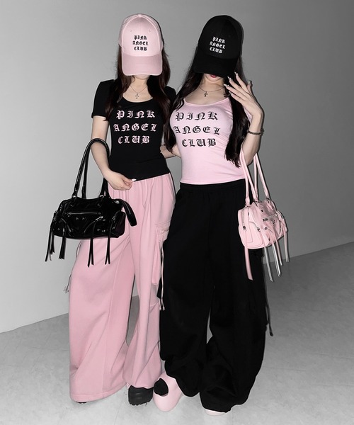 me+em select（ミームセレクト）の「【 PINK ANGEL CLUB 】グランジロゴスリムフィットＴシャツ ／  PINK ANGEL CLUB grunge logo slim fit T-shirts（Tシャツ/カットソー・レディース・ブラック/ホワイト/ピンク・FREE）」の14枚目の写真
