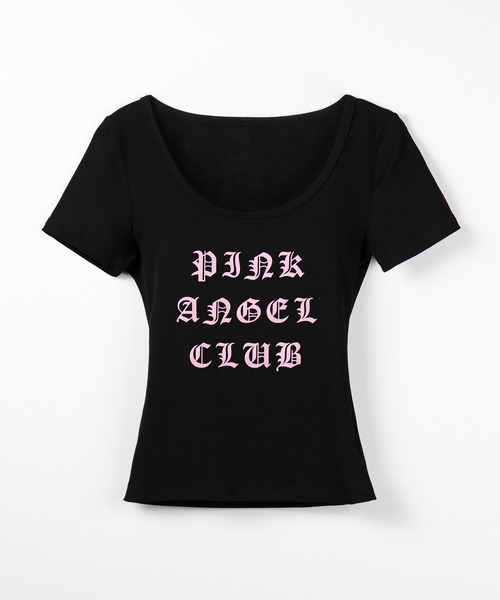 me+em select（ミームセレクト）の「【 PINK ANGEL CLUB 】グランジロゴスリムフィットＴシャツ ／  PINK ANGEL CLUB grunge logo slim fit T-shirts（Tシャツ/カットソー・レディース・ブラック/ホワイト/ピンク・FREE）」の4枚目の写真