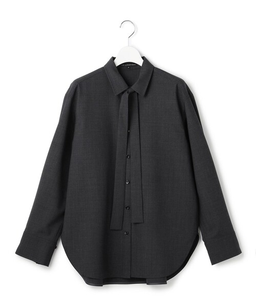 23区 S(ニジュウサンクチイサイサイズ)の「TWマットクロス ボウタイデザイン シャツ(シャツ/ブラウス・レディース・ブラウン系/グレー系・32)」の16枚目の写真