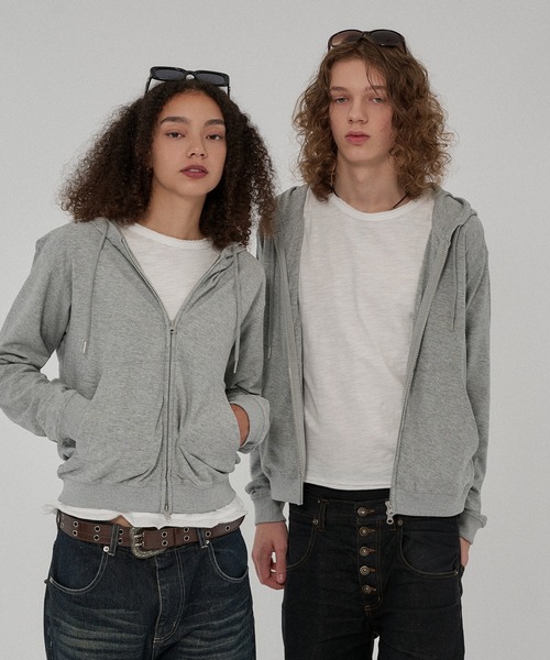 WISH FOR EVER(ウィッシュフォーエバー)の「SLAB DOUBLE ZIP COMPACT HOODIE /スラブダブルジップコンパクトフーディー(パーカー・メンズ・ネイビー/グレー/ホワイト/ブラック/パープル/ターコイズブルー・SMALL/MEDIUM/LARGE)」の4枚目の写真