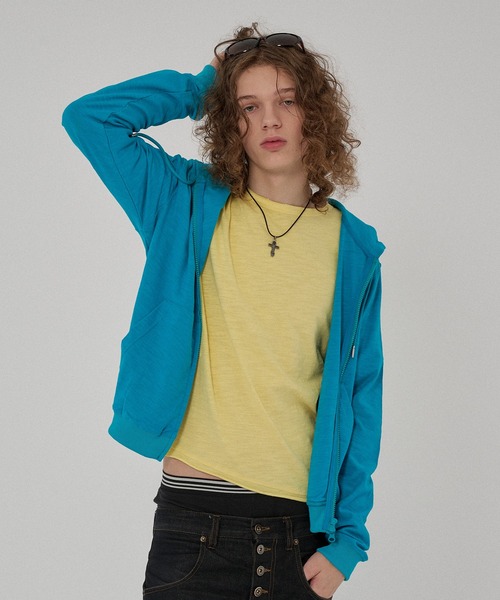 WISH FOR EVER(ウィッシュフォーエバー)の「SLAB DOUBLE ZIP COMPACT HOODIE /スラブダブルジップコンパクトフーディー(パーカー・メンズ・ネイビー/グレー/ホワイト/ブラック/パープル/ターコイズブルー・SMALL/MEDIUM/LARGE)」の5枚目の写真