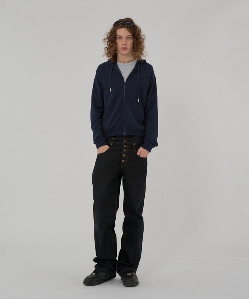 WISH FOR EVER(ウィッシュフォーエバー)の「SLAB DOUBLE ZIP COMPACT HOODIE /スラブダブルジップコンパクトフーディー(パーカー・メンズ・ネイビー/グレー/ホワイト/ブラック/パープル/ターコイズブルー・SMALL/MEDIUM/LARGE)」の10枚目の写真