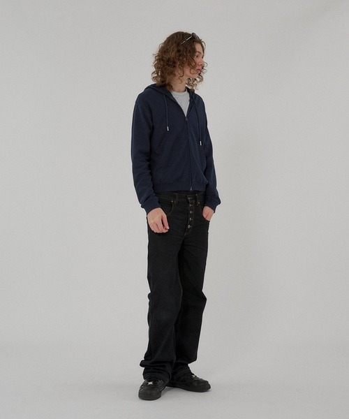 WISH FOR EVER(ウィッシュフォーエバー)の「SLAB DOUBLE ZIP COMPACT HOODIE /スラブダブルジップコンパクトフーディー(パーカー・メンズ・ネイビー/グレー/ホワイト/ブラック/パープル/ターコイズブルー・SMALL/MEDIUM/LARGE)」の11枚目の写真