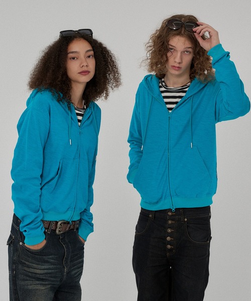 WISH FOR EVER(ウィッシュフォーエバー)の「SLAB DOUBLE ZIP COMPACT HOODIE /スラブダブルジップコンパクトフーディー(パーカー・メンズ・ネイビー/グレー/ホワイト/ブラック/パープル/ターコイズブルー・SMALL/MEDIUM/LARGE)」の18枚目の写真