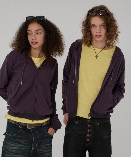WISH FOR EVER(ウィッシュフォーエバー)の「SLAB DOUBLE ZIP COMPACT HOODIE /スラブダブルジップコンパクトフーディー(パーカー・メンズ・ネイビー/グレー/ホワイト/ブラック/パープル/ターコイズブルー・SMALL/MEDIUM/LARGE)」の22枚目の写真