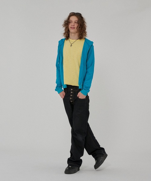 WISH FOR EVER(ウィッシュフォーエバー)の「SLAB DOUBLE ZIP COMPACT HOODIE /スラブダブルジップコンパクトフーディー(パーカー・メンズ・ネイビー/グレー/ホワイト/ブラック/パープル/ターコイズブルー・SMALL/MEDIUM/LARGE)」の13枚目の写真